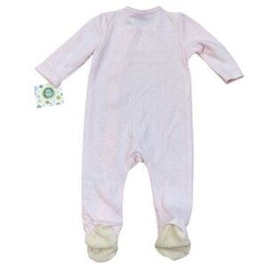 Little Me Pink Onsie With Bear Footies Size 6 Months Snap Closure